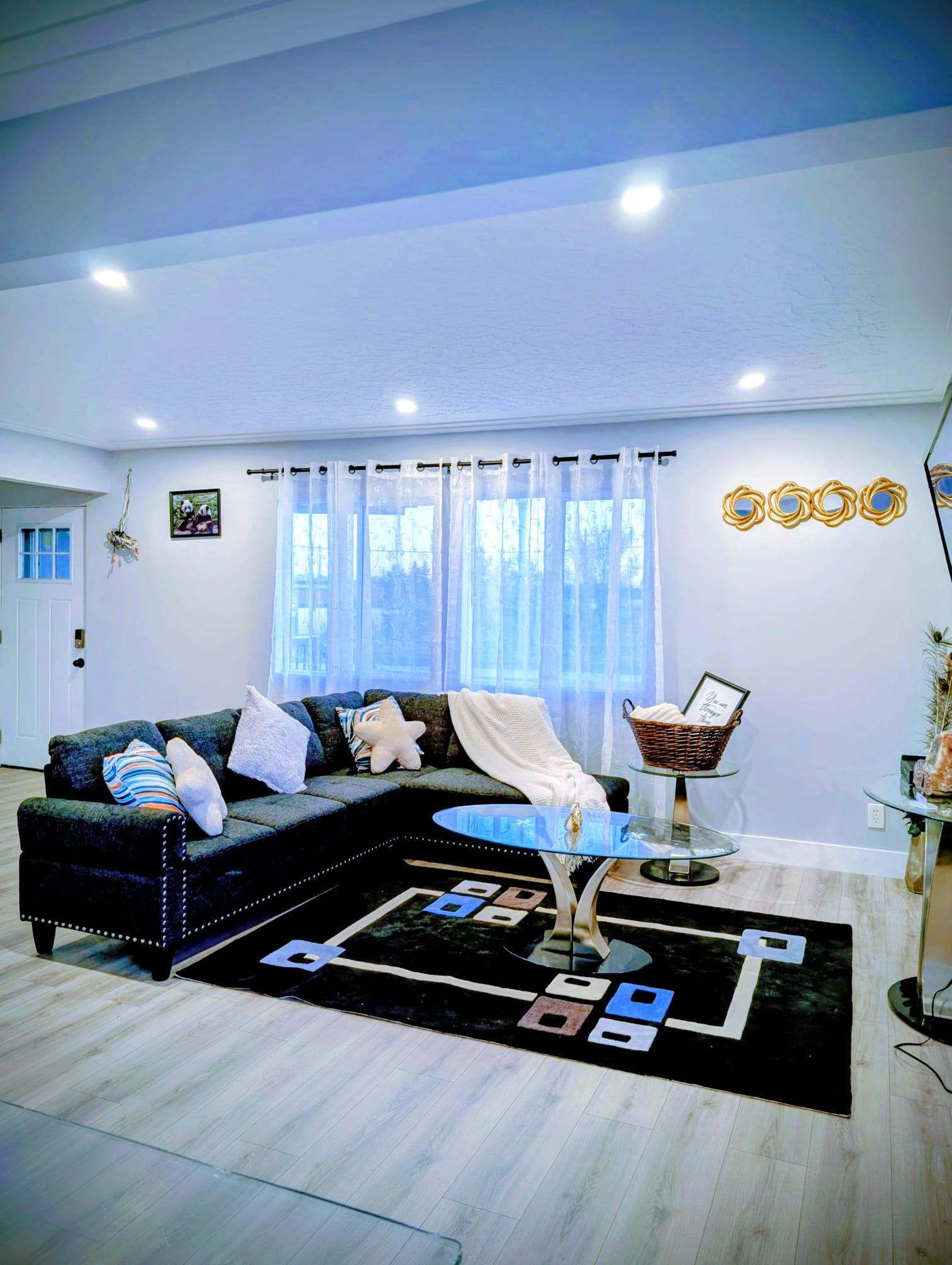 Beautifully cleaned residential living room with organized space and perfect finishing